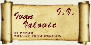 Ivan Valović vizit kartica